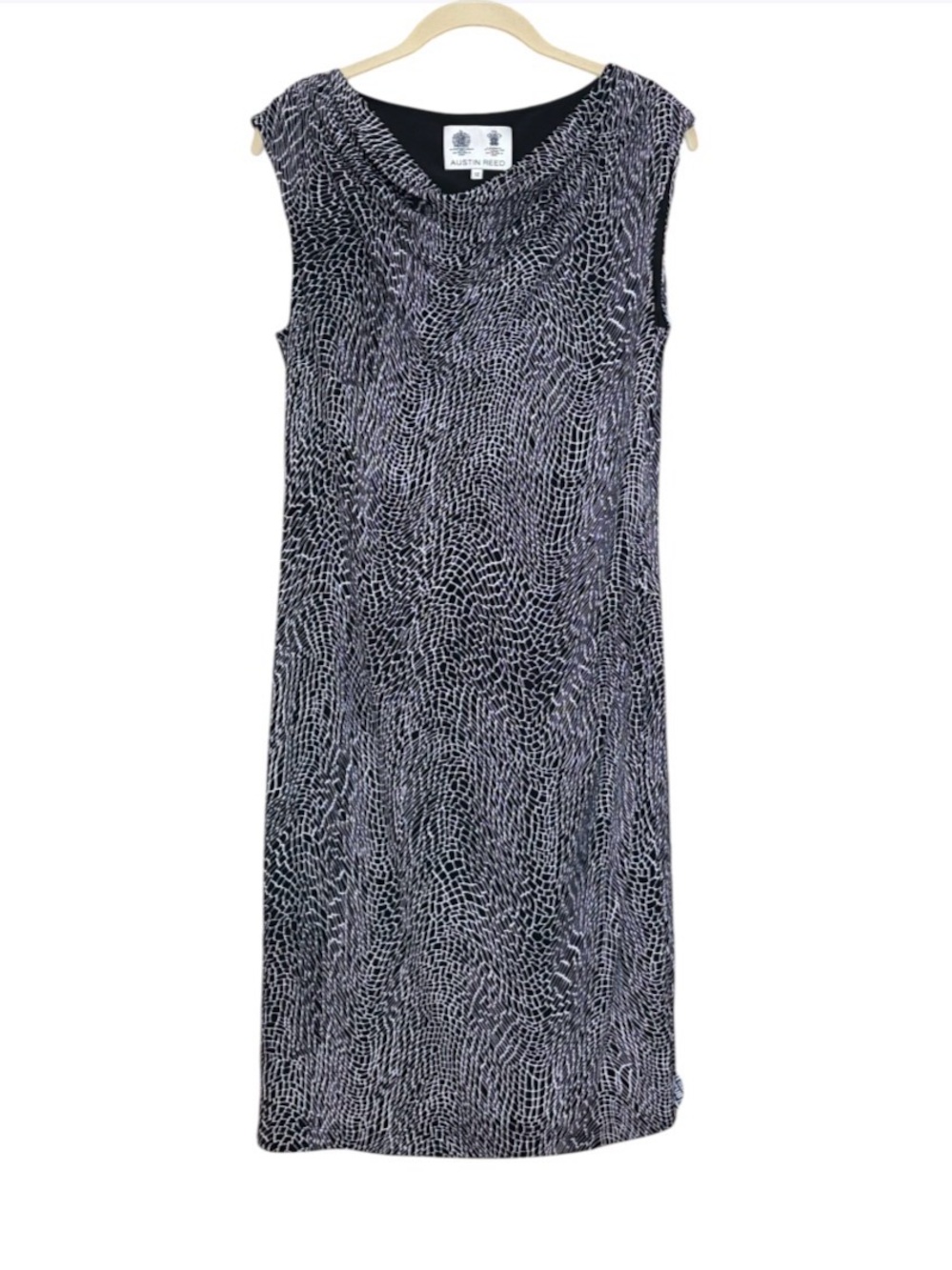 Austin Reed Geometric Cowl Neck Dress Black White Sleeveless